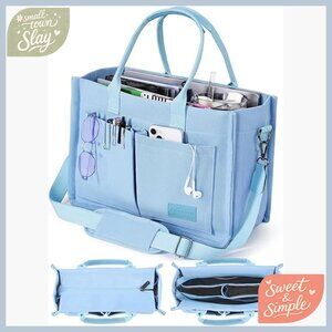 Canvas Tote Bag with Zipper Closure Multiple Compartments for Work College